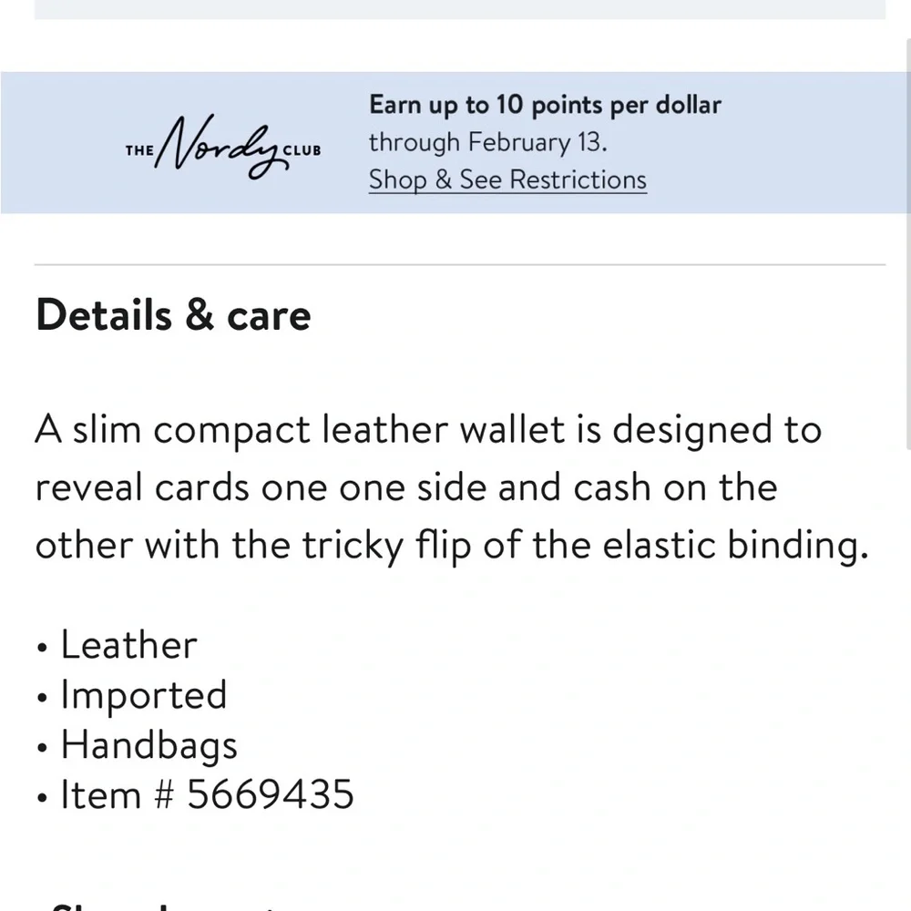 NWT Nordstrom  Black Leather cardholder wallet